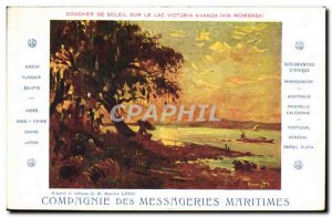 Old Postcard Boat Company Messageries Maritimes Sunset on Lake Victoria Nyanz...