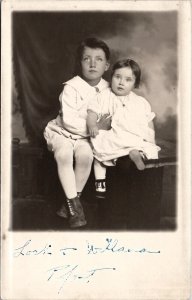 RPPC Newkirk Oklahoma Sweet Siblings Locke & Willana Pfost c1917 Postcard W17