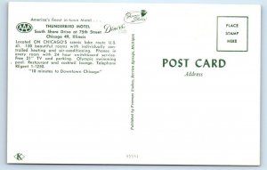 CHICAGO, Illinois IL ~ Roadside THUNDERBIRD MOTEL Pool ca 1960s Postcard