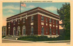 NC, Hendersonville, North Carolina, Post Office, Asheville Post Card Co No 47738