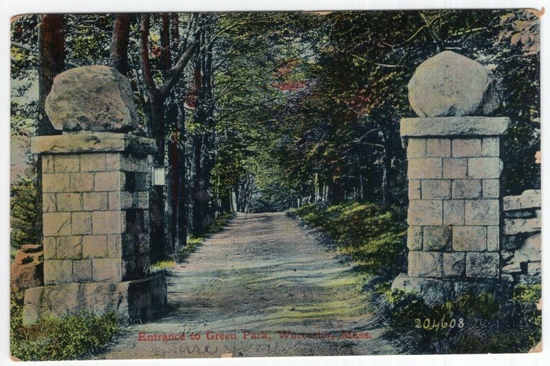 Worcester, Mass, Entrance To Green Park