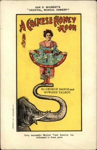 Theatre Poster CHINESE HONEYMOON Elepahtn George Dance H Talbot Postcard