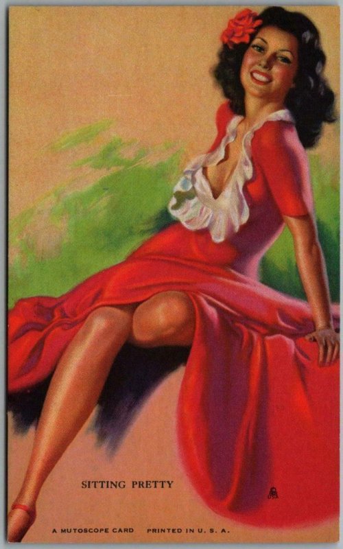 Vintage 1940s Pin Up Girl Mutoscope Card Sitting Pretty Artist Zoe Mozert Other Unsorted 