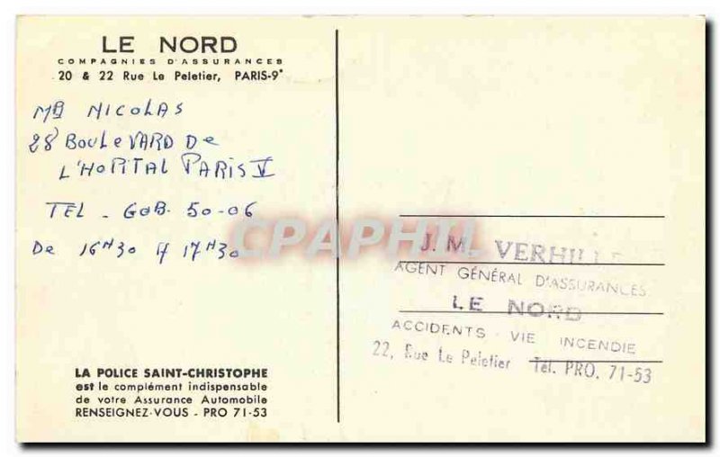 Old Postcard St. Christopher Wood Statue