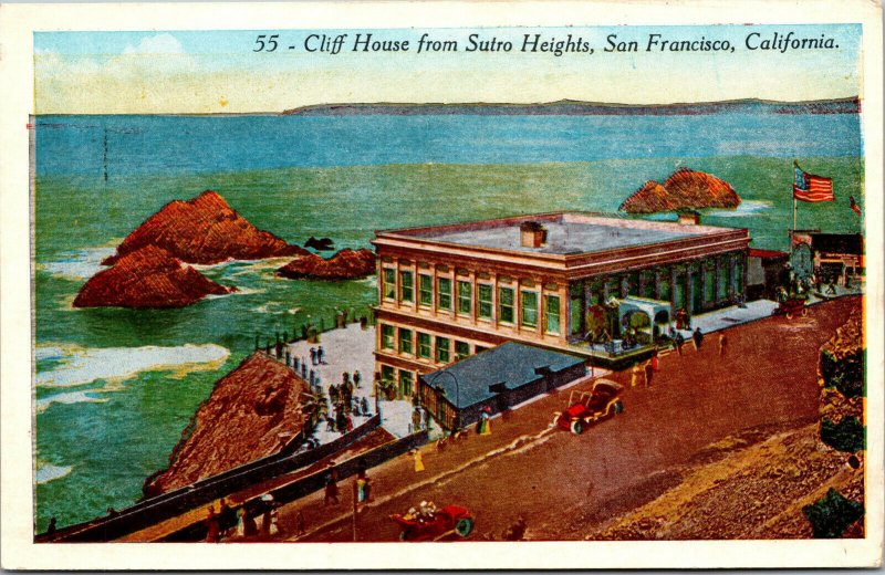 Vtg 1920s Cliff House from Sutra Heights San Francisco California CA Postcard