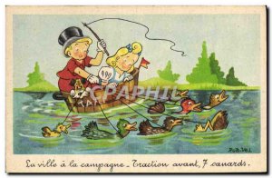 Old Postcard Fantasy Illustrator Rob Vel Children 7 Ducks Duck