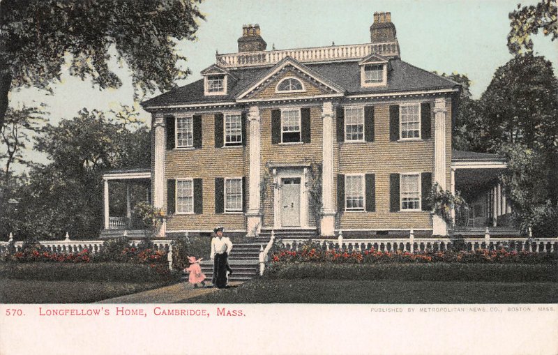 Longfellow's House, Cambridge, Massachusetts, Early Postcard, unused