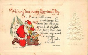 CHRISTMAS HOLIDAY SANTA CLAUS TOYS CHILDREN POEM EMBOSSED POSTCARD 1913 (DS)