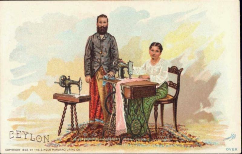 Advertisement SINGER Sewing Machine, CEYLON Costumes (1893)