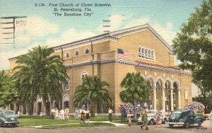 St. Petersburg Florida, 1950, First Church of Christ Scientist, Vintage Postcard