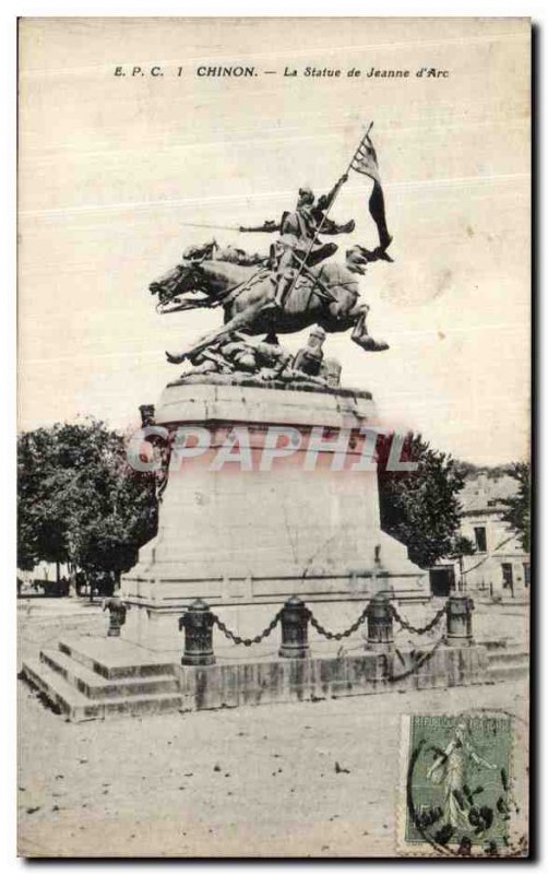 Old Postcard Chinon The Statue of Joan of Arc