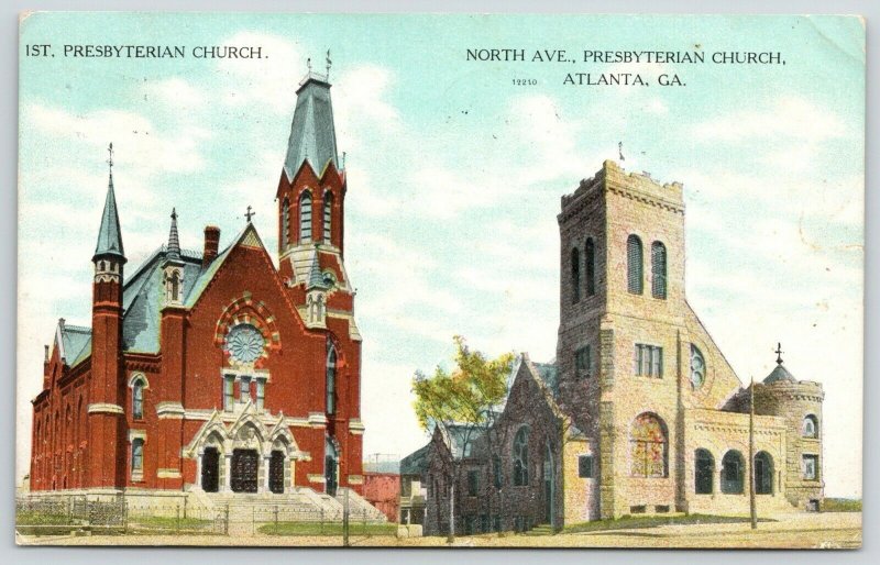 Atlanta Georgia~1st & North Avenue Presbyterian Churches~Side by Side~1908 