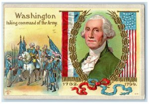 George Washington Taking Command Of The Army Embossed St. Louis MO Postcard
