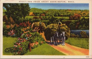 Greetings From Great Barrington Massachusetts Vintage Postcard C040