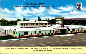 Postcard The Sands Motel on U.S. 101 in Los Angeles, California