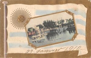 BR94849 montevideo uruguay Lake urban park flag patriotic litho