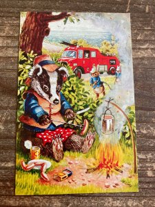 The Interrupted Feast, Fire Dept, Badger, 363, Racey Helps, Vintage Postcard
