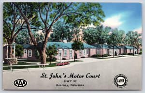 Roadside~St Johns Motor Court Kearney Nebraska~Vintage Postcard