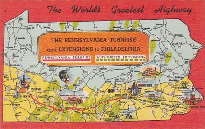 Map Of The Pennsylvania Turnpike The World's Greatest Highway