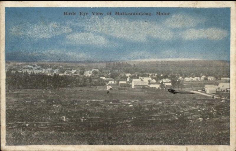 Mattawamkeag ME Birdseye View c1910 Postcard