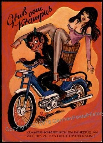 Austria 1960s Classic Krampus Devil Racy Christmas Card UNUSED 95367