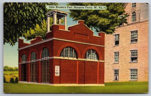 Harpers Ferry West Virginia~John Brown's Fort~Vintage Linen Postcard