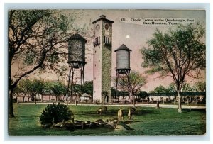 C. 1910 Clock Tower in the Quadrangle, Fort Sam, Houston, TX Postcard P50