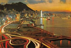 BR100591 by night beautiful dusk scene of victoria   china hong kong