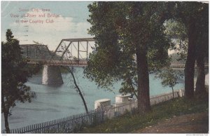 View of river and bridge at the Country Club,Sioux City,Iowa,PU-1915