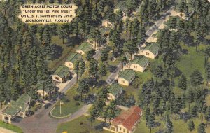 Green Acres Motor Court Motel Jacksonville Florida linen postcard