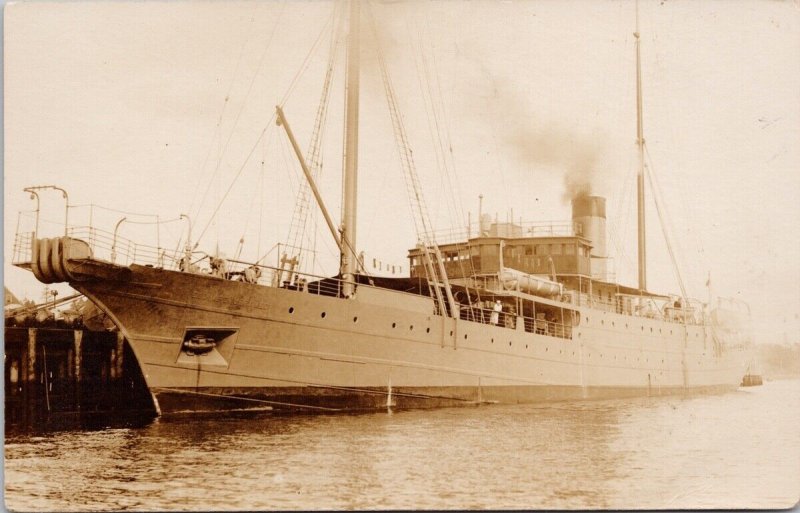 SS 'Edouard Jeramec' Cable Ship in British Columbia Waters RPPC Postcard H35