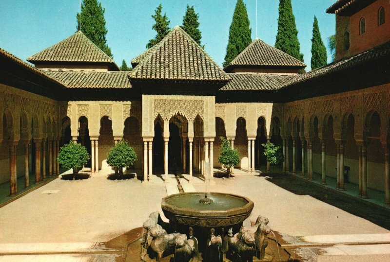 Postcard Court Of Lions Patio De Los Leones Alhambra Palace Granada Spain