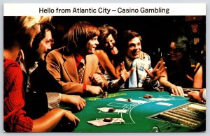 Hello From Atlantic City Casino Gambling New Jersey NJ Black Jack Or 21 Postcard