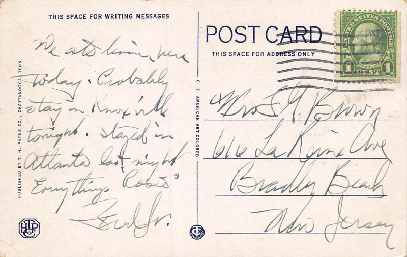 Middle Creek, Walden's Ridge, Chattanooga, Tennessee, Early Postcard, Used