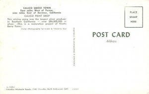 Calico Ghost Town, Print Shop Barstow, California, USA Postcard