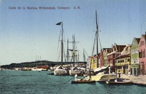 curacao, D.W.I., WILLEMSTAD, Calle de la Marina, Fishing Boats (1920s) Postcard