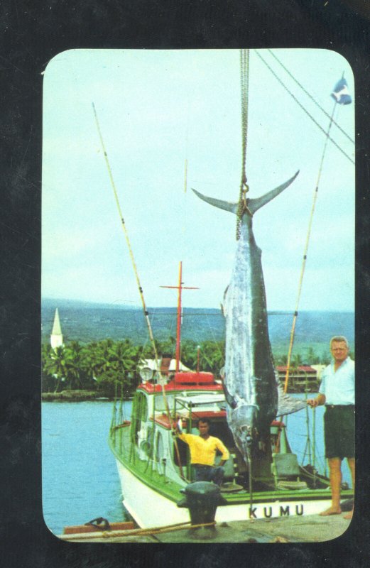Kona Hawaii Deep SEA Fishing Marlin Fish Vintage Postcard