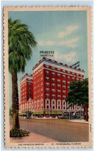 ST PETERSBURG,  FL ~ Roadside PRINCESS MARTHA Hotel 1954 Deco Era Linen Postcard