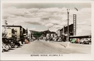 Kelowna BC Bernard Avenue Paramount Gowen Sutton Unused Real Photo Postcard F67