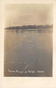 Oakville Iowa~Iowa River @ High Water~Flood Scene~1913 RPPC Postcard