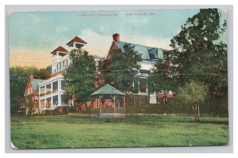 Roanoke VA. Virginia Virginia College Postcard c1910 Postmark
