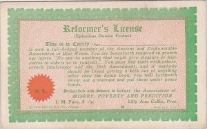 Vintage Arcade Card Humour Reformers License