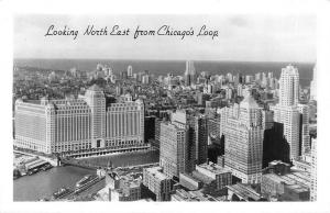 RPPC, Chicago IL Illinois  BIRD'S EYE CITY VIEW~Northeast From Loop  Postcard