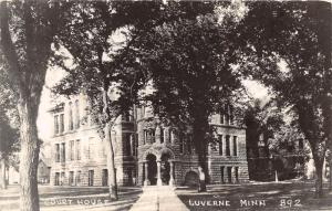 Luverne Minnesota~Rock County Court House~Trees on Lawn~1937 RPPC