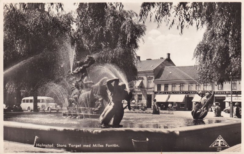 Halmstad Stora Torget Real Photo Swedish Postcard