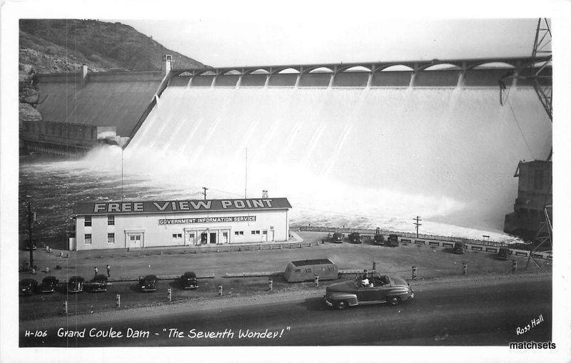 1940s Grand Coulee Dam WASHINGTON Hall RPPC Real photo postcard 5453