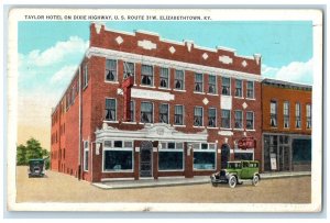 1933 Taylor Hotel Dixie Highway Classic Cars Elizabethtown Kentucky KY Postcard