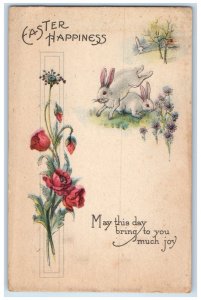 1923 Easter Bunnies Rabbit Flowers Long Island City New York NY Vintage Postcard