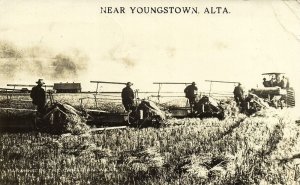 canada, YOUNGSTOWN, ALTA., Farming in the Canadian West (1915) RPPC Postcard (1)