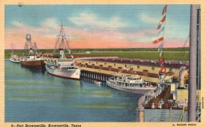 Vintage Postcard 1946 Ship Boat Ramp Parking Port Landing Brownsville Texas TX